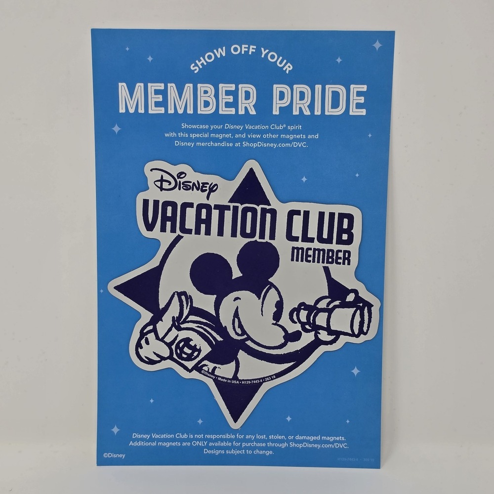 New! Disney Vacation Club Member DVC Car Magnet Mickey Mouse Blue & White